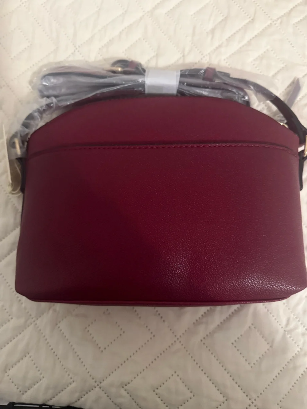 Trina Turk Wine Red Crossbody Bag with Gold Hardware